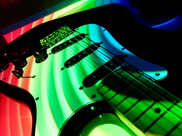 electric guitar closeup in the stag light 