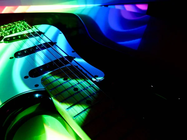 Електрична Гітара Крупним Планом Сценічному Світлі — стокове фото