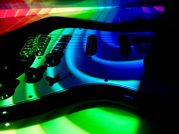 electric guitar closeup in the stag light 