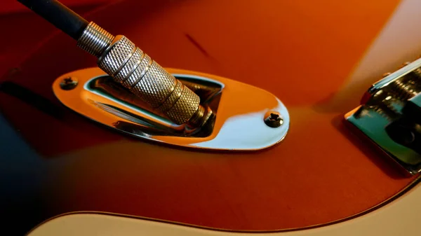 Ηλεκτρική Κιθάρα Και Jack Closeup Αντιγραφή Χώρου — Φωτογραφία Αρχείου