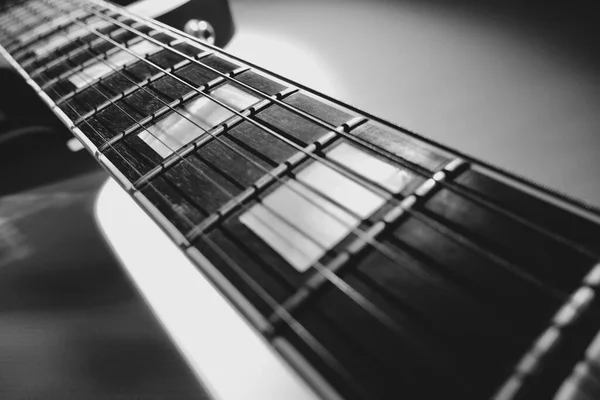 Electric Guitar Closeup Stage Light Black White — Stock Photo, Image