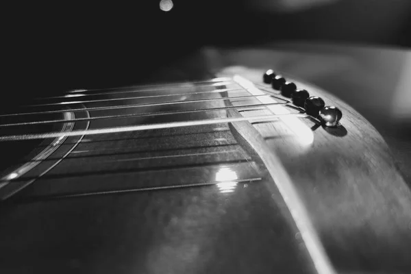 Fecho Guitarra Acústica Preto Branco — Fotografia de Stock