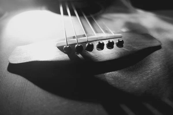 Fecho Guitarra Acústica Preto Branco — Fotografia de Stock