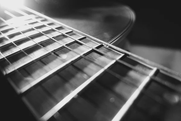 Fecho Guitarra Acústica Preto Branco — Fotografia de Stock