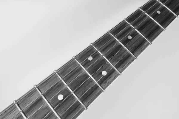 Primer Plano Guitarra Acústica Blanco Negro — Foto de Stock