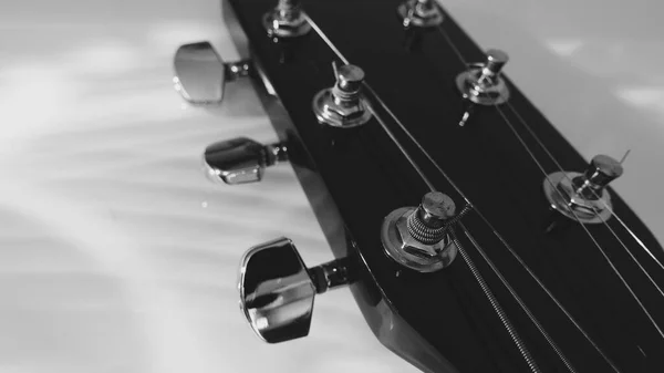 Гітара Крупним Планом Чорно Білий — стокове фото