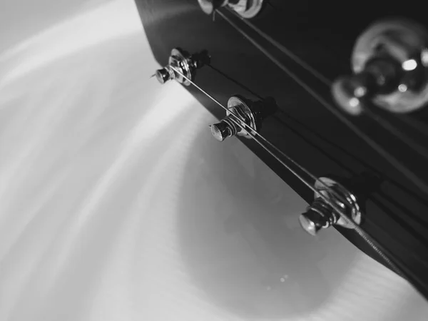 Гитара Крупным Планом Свете Сцены Черный Белый — стоковое фото