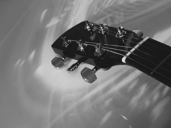 Гітара Крупним Планом Сцені Чорно Білий — стокове фото