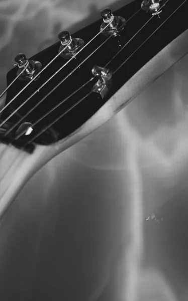 Electric Guitar Closeup Stage Light Black White — Stock Photo, Image