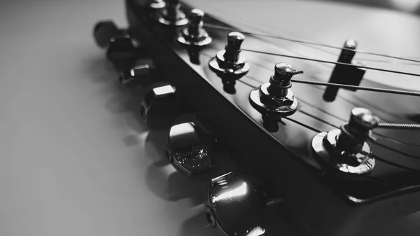 Elektrická Kytara Detailní Záběr Světle Jeviště Černá Bílá Royalty Free Stock Fotografie