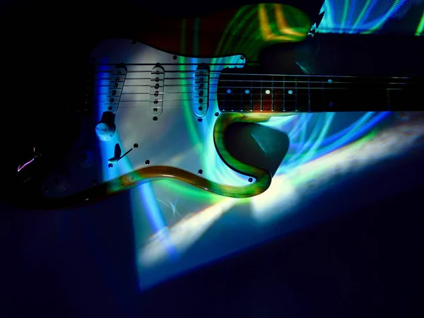 Gitarre Bühnenlicht Kopierraum — Stockfoto