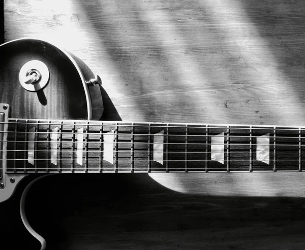 Electric Guitar Closeup Black White — Stock Photo, Image