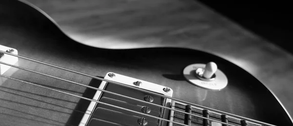 Electric Guitar Closeup Black White — Stock Photo, Image