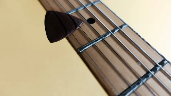 Elektrická Kytara Krk Headstock Detailní Záběr Pozadí Barev — Stock fotografie