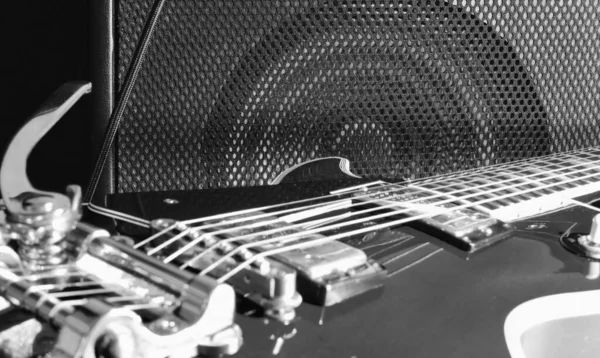 Guitarra Elétrica Combinação Guitarra Amplificador Close — Fotografia de Stock
