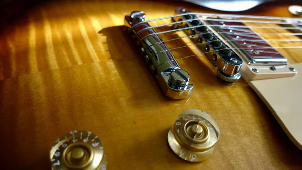 Closeup Guitarra Elétrica Espaço Cópia — Fotografia de Stock