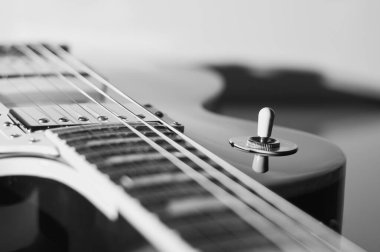 Elektro gitar kapanışı. siyah ve beyaz