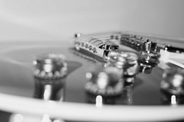 Elektro gitar kapanışı. siyah ve beyaz