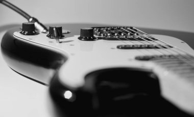 Elektro gitar. Yakın plan. Boşluğu kopyala