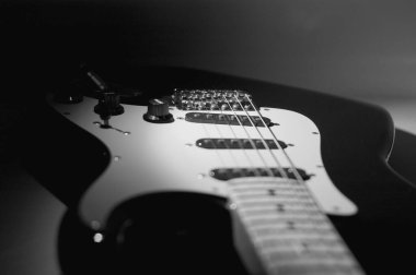 Elektro gitar. Yakın plan. Boşluğu kopyala