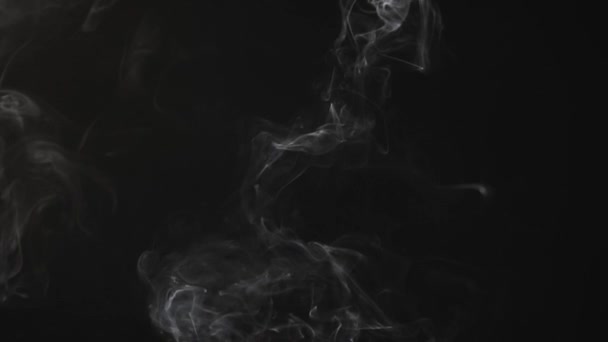 Wolk Sigarettenrook Mengen Donkere Achtergrond Slow Motion — Stockvideo