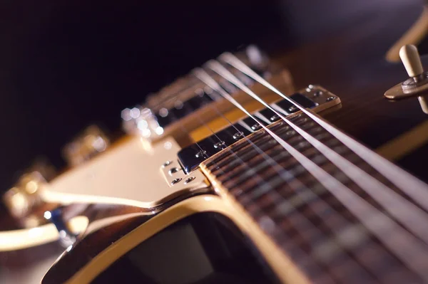 Elektrická Kytara Detailní Záběr Kopírovat Prostor Stock Fotografie
