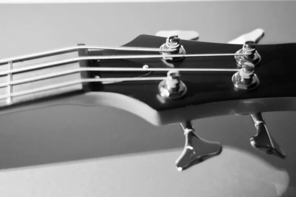 Bass Guitar Headstock Closeup Copy Space — Stock Photo, Image