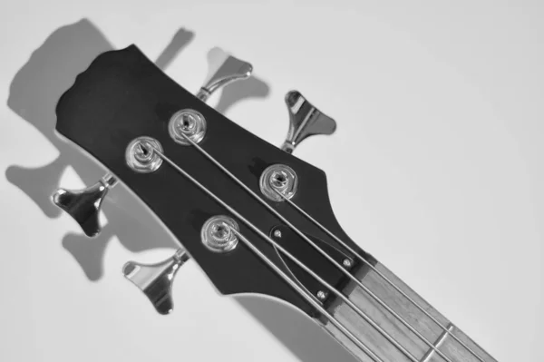 Elétrico Bacc Guitarra Closeup Espaço Cópia — Fotografia de Stock