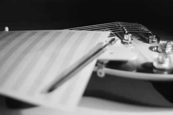 Electric Guitar Against White Background Closeup High-Res Stock