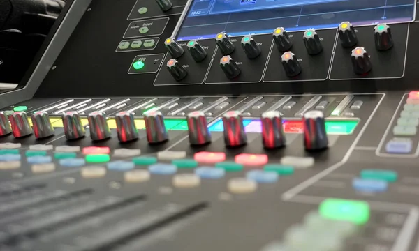 sound mixing console closeup