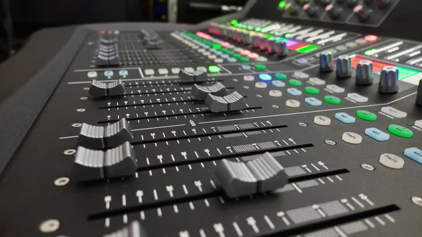 sound mixing console closeup