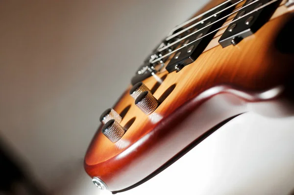 Baixo Close Guitarra Espaço Cópia — Fotografia de Stock