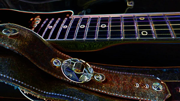 Closeup Guitarra Elétrica Luz Néon — Fotografia de Stock