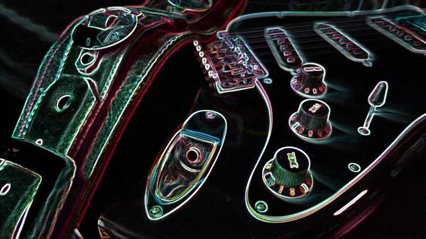 Nahaufnahme Der Gitarre Neonlicht — Stockfoto