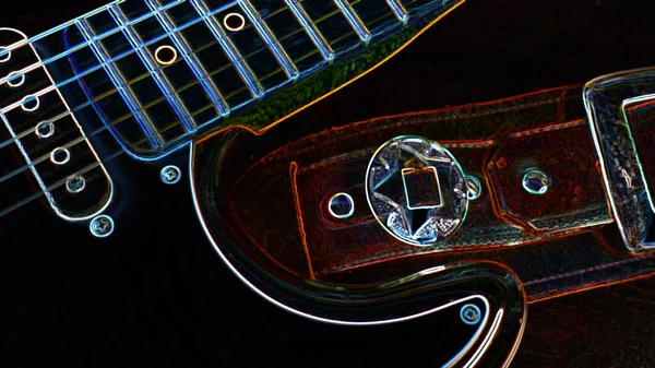 Closeup Guitarra Elétrica Luz Néon — Fotografia de Stock