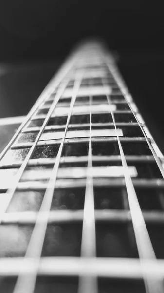 Cabeça Guitarra Elétrica Close Preto Branco — Fotografia de Stock