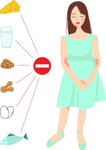 Een Jong Meisje Jurk Heeft Huidproblemen Dermatitis Atopische Dermatitis Allergie — Stockvector