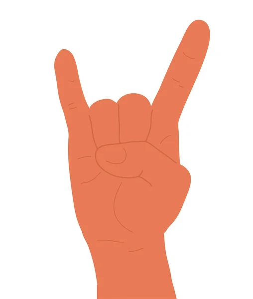 Hand Showing Rock Sign Communication Gestures Concept Isolated Flat Vector — Stock Vector