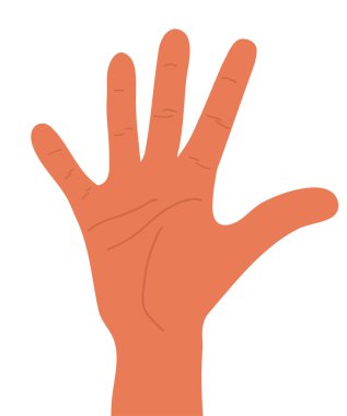 take five, palm, all fingers open flat vector icon. Graphic element for logo design. Hand drawn stylized graphic illustration