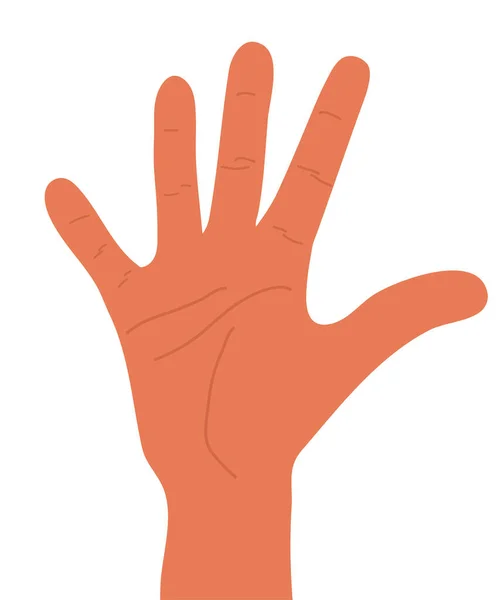 Дубль пять, ладонь, все пальцы открывают плоский векторный значок. Графический элемент для дизайна логотипа. Ручная графическая иллюстрация — стоковый вектор