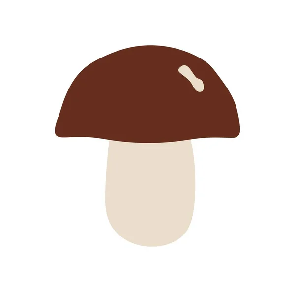 Champignon Dessiné Main Isolé Sur Fond Blanc Chapeau Brun Blanc — Image vectorielle