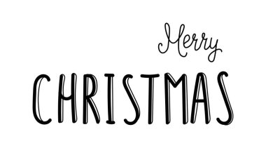 Elle çizilmiş Mutlu Noeller mektupları. Beyaz arka planda Xmas kaligrafisi. Pankart, kartpostal, poster tasarımı. Vektör illüstrasyonu