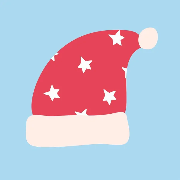 Traditional Red Santa Hat Funny Holiday Clothes Cute White Starry — Stock Vector