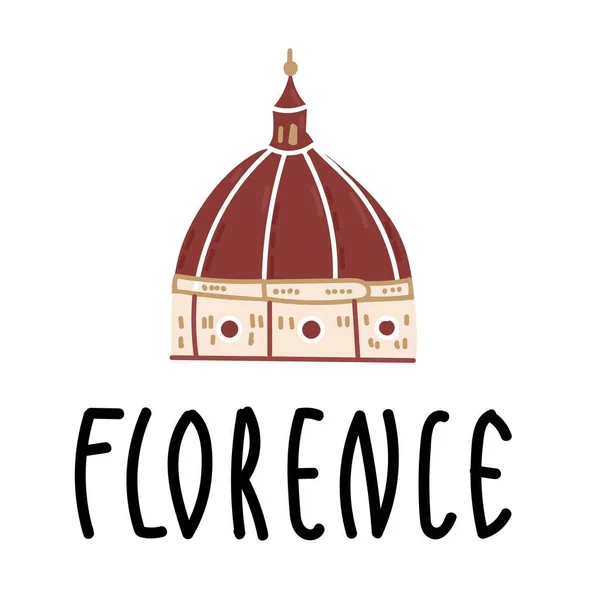 Dessin Animé Santa Maria Del Fiore Italie Sur Fond Blanc — Image vectorielle