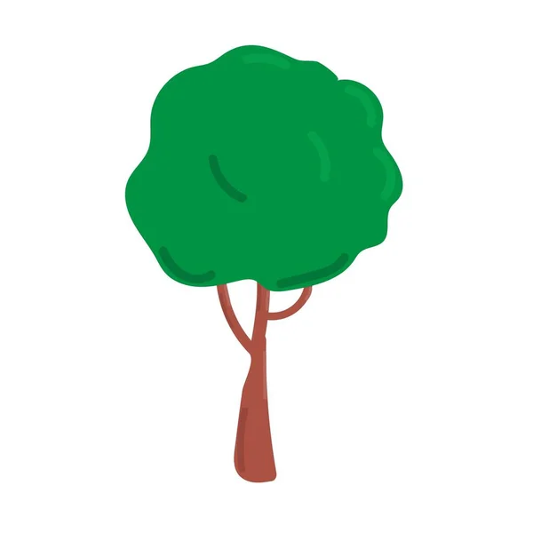 Arbre Simple Avec Feuilles Vertes Illustration Vectorielle Dessinée Main Isolée — Image vectorielle