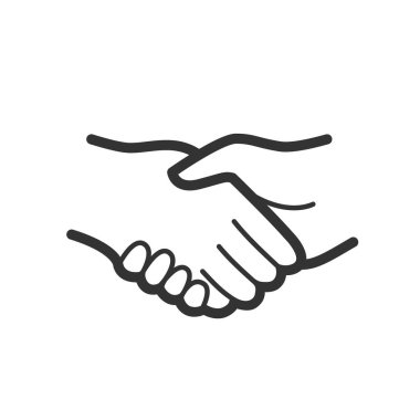 Web ve mobil uygulamalar için el sıkışma simgesi. Tebrik, anlaşma, ortaklık ve takım çalışmasının sembolü. Beyaz arka planda izole edilmiş düz vektör çizimi. EPS10