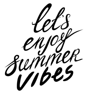 Yaz havasının tadını çıkaralım. Yazlık alıntılar ayarlandı. Beyaz üzerine el çizimi illüstrasyon