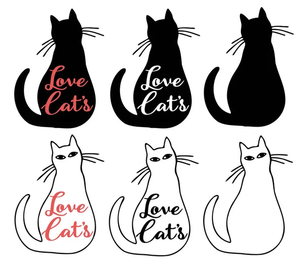 Liebe Katzen Handgeschriebenes Inspirierendes Zitat Schriftzug Design Typografie Vektor Illustration — Stockvektor