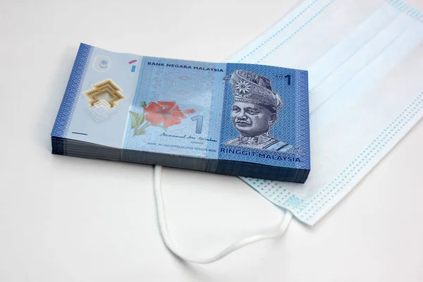 Face Masks New World Currency Malaysia Corona Covid Crisis Made — Stock Photo, Image