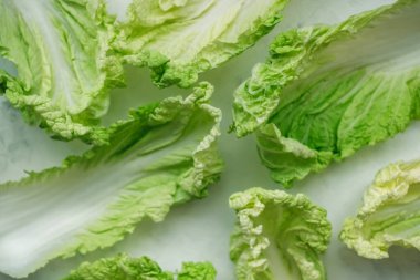 Çin lahanası, yeşil yaprakların arka plan dokusu, düzlük. Yüksek kalite fotoğraf